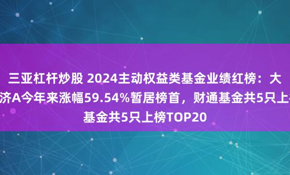 三亚杠杆炒股 2024主动权益类基金业绩红榜：大摩数字经济A今年来涨幅59.54%暂居榜首，财通基金共5只上榜TOP20