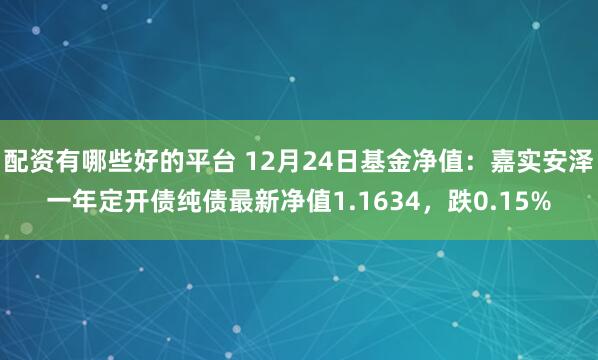 配资有哪些好的平台 12月24日基金净值：嘉实安泽一年定开债纯债最新净值1.1634，跌0.15%