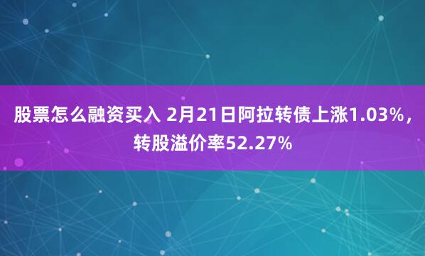 股票怎么融资买入 2月21日阿拉转债上涨1.03%，转股溢价率52.27%